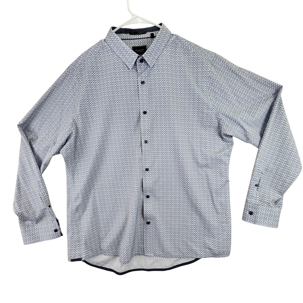 7 Diamonds Mens XXL Button Down Shirt Long Sleeve Geometric Print 4 Way Stretch